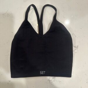 Set Active Women's Black Ribbed Workout Top